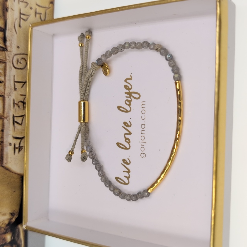 Gorjana Power Gray Labrodite Gemstone 18k Plated Bracelet B4